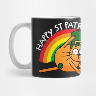 St Patricks Day Cat Leprechaun Shamrock Censor Mug